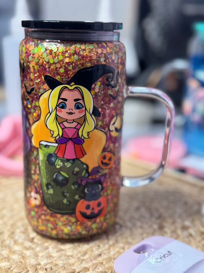 Premade snow-globe with handle