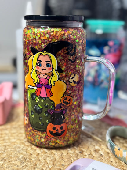 Premade snow-globe with handle