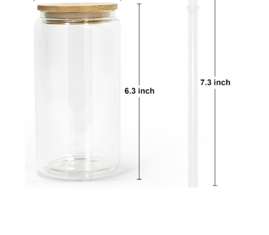 16 oz glass snow globe without handle/ Vaso sin agaradera